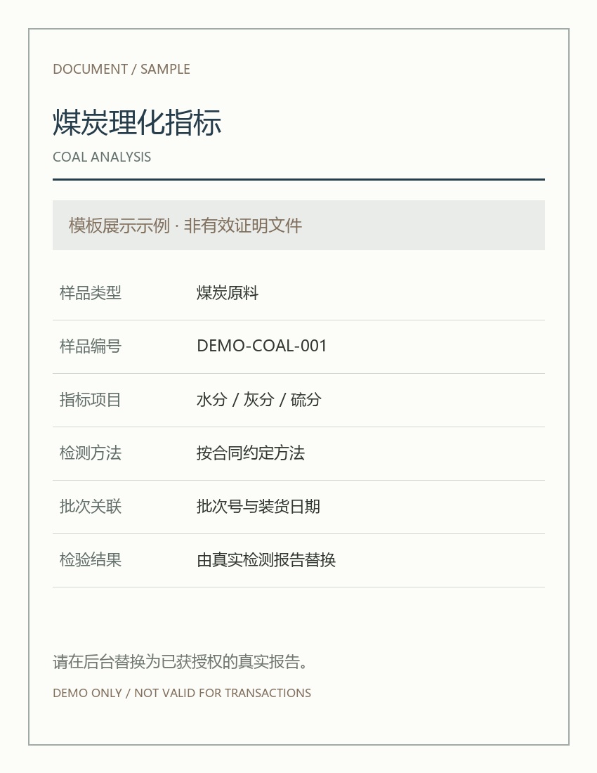 煤炭理化指标 · 示例