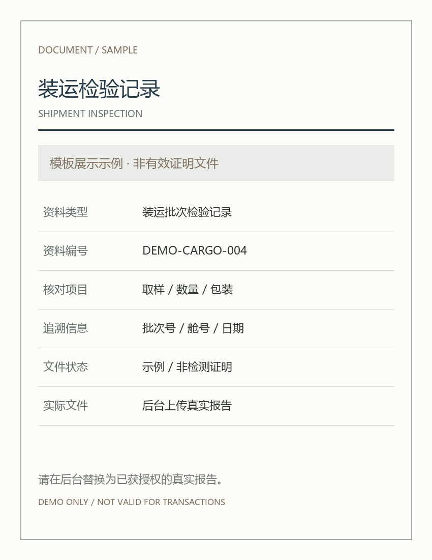 装运检验记录 · 示例